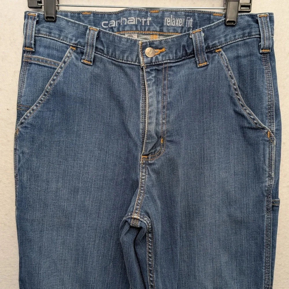 Carhartt Rugged Flex Jeans Mens 33x32 Blue Relaxed Fit Straight 102808-498‎